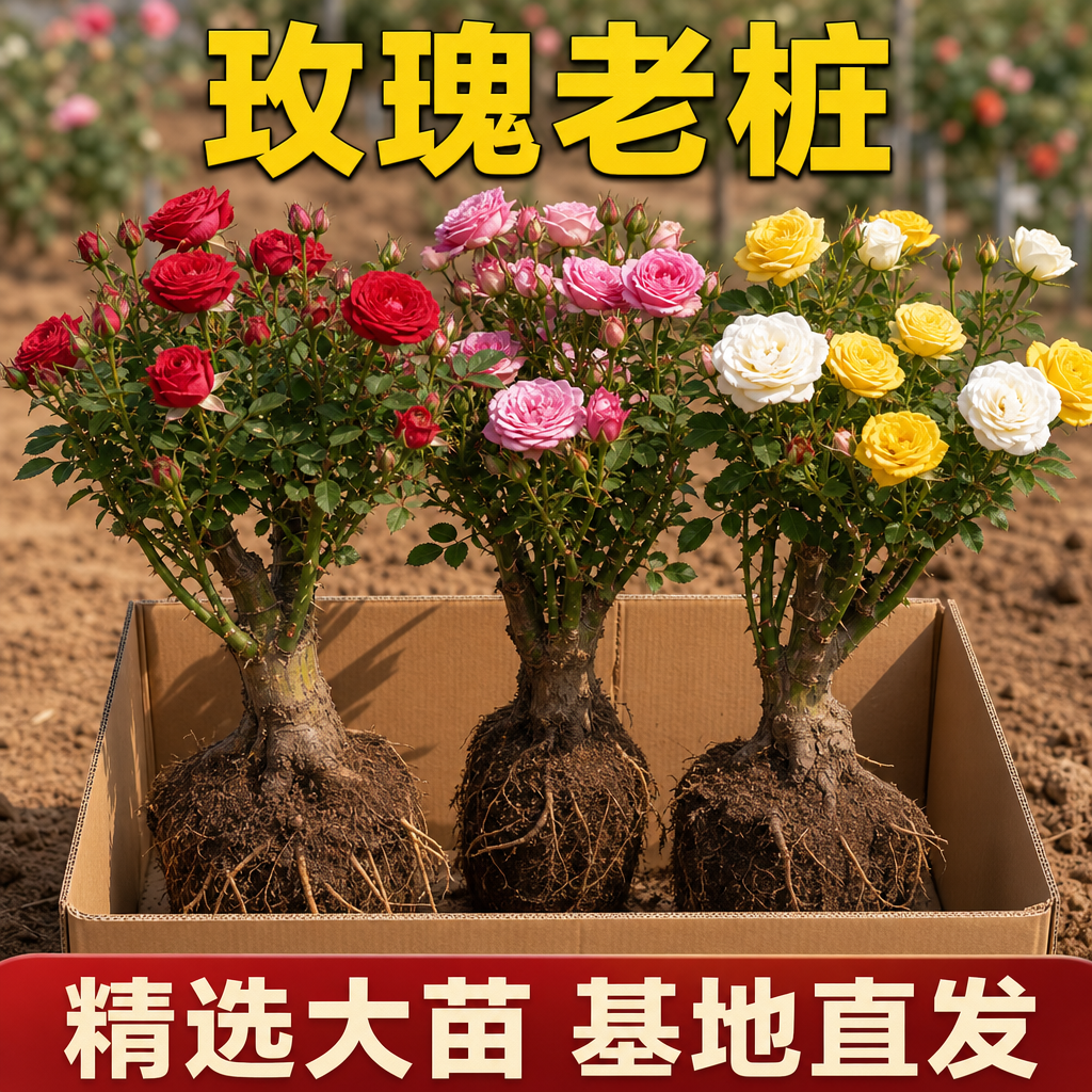 玫瑰花苗老桩盆栽花卉多季节开花绿植物月季蔷薇老根阳台四季种植