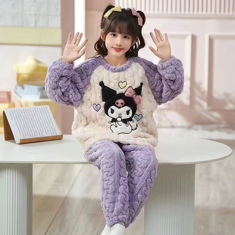 女孩秋冬季珊瑚绒家居服套装