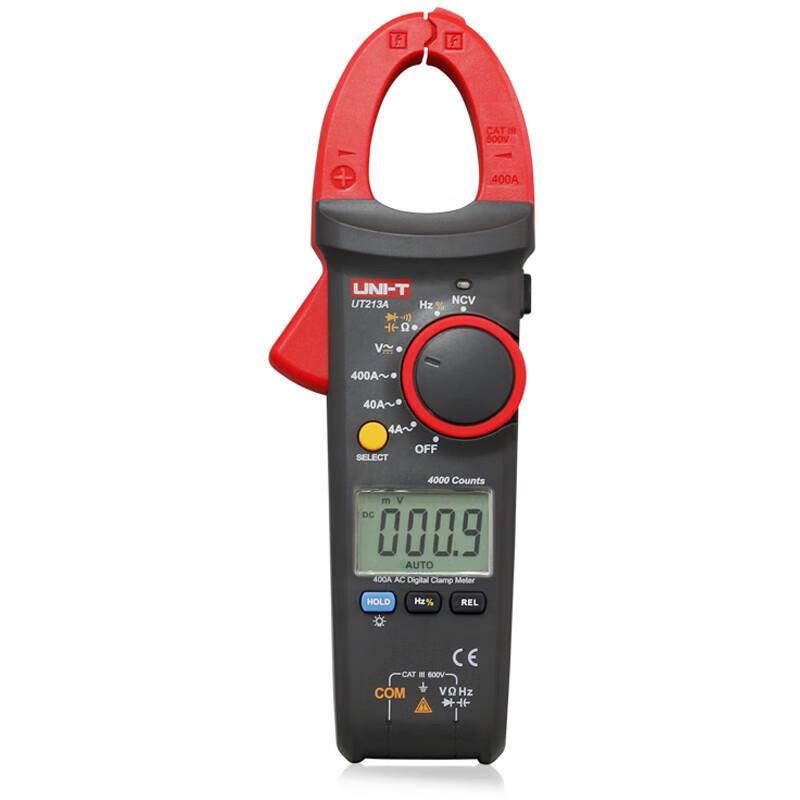 UNI-TUT213A钳形表钳型数字表智能防烧电流表电阻电容
