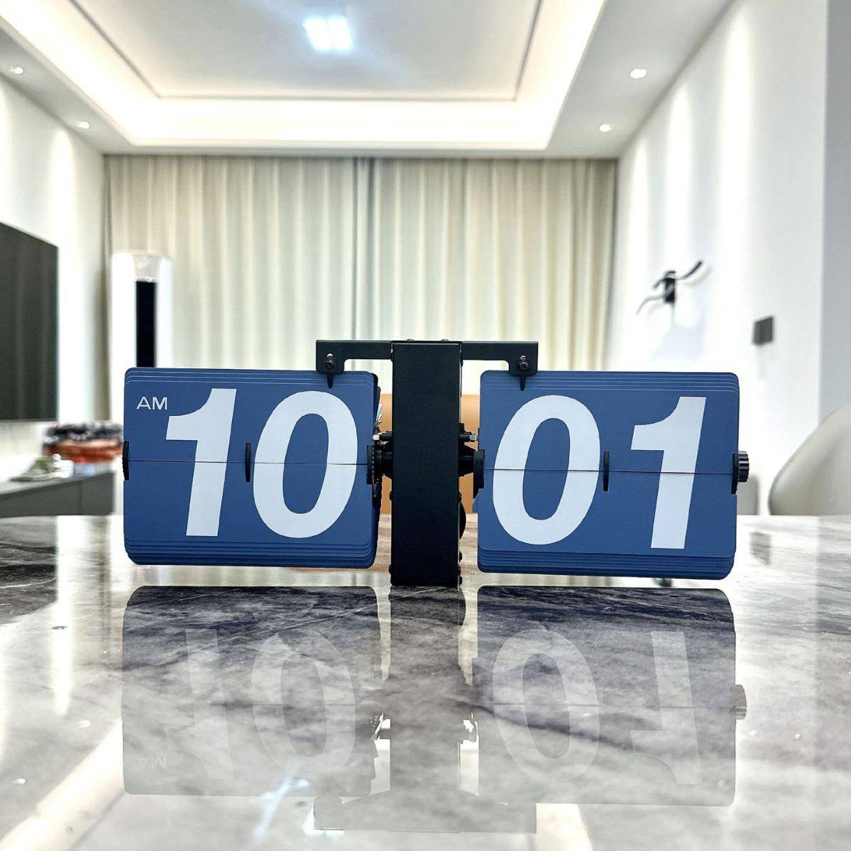 【折扣价】欧式复古机械自动翻页钟客厅大号挂钟简约桌面台钟座钟