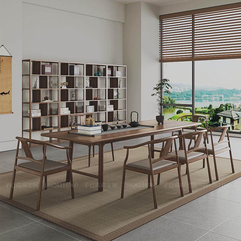 新中式黑胡桃木实木茶桌听园泡茶台书桌禅意简约茶室大餐桌两用桌,住宅家具,家用茶台/茶桌,淘宝优惠券,粉丝福利购,淘宝优惠卷