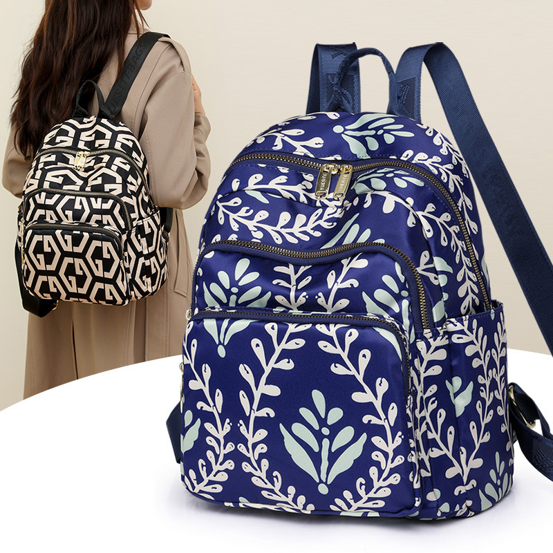 双肩包女2023新款防水牛津布印花大容量旅行包百搭轻便尼龙帆布包,箱包皮具/热销女包/男包,双肩背包,淘宝优惠券,粉丝福利购,淘宝优惠卷