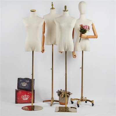 模特道具女半身人台韩版带头服装店橱窗展示架全身高档金色模特架