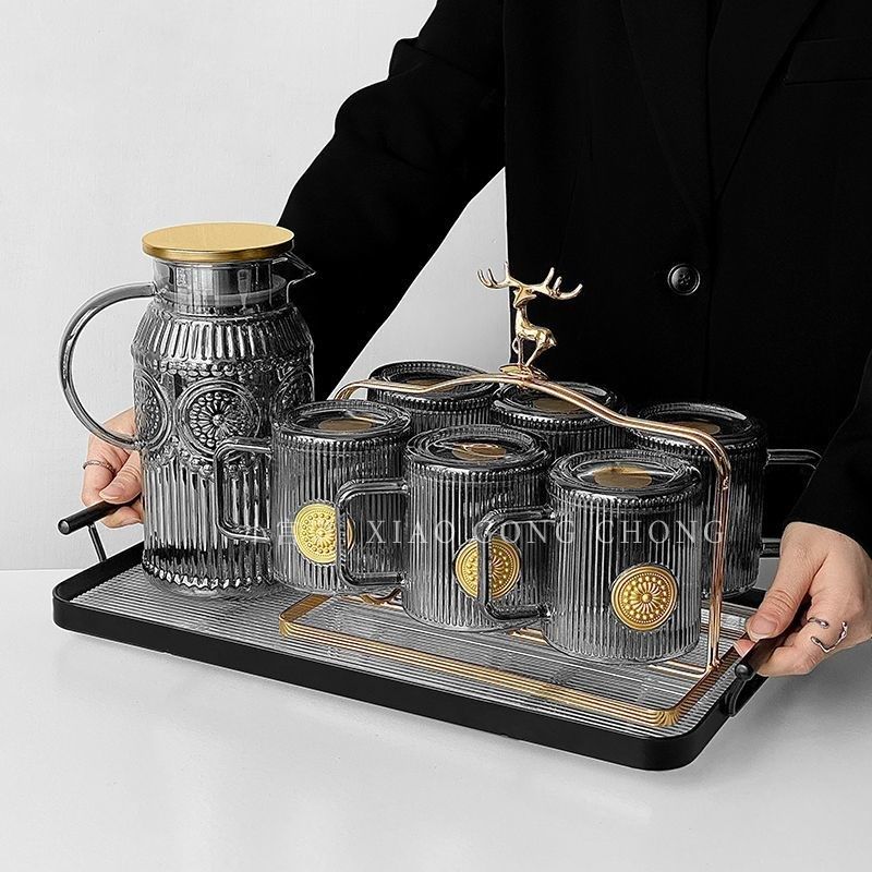 新轻奢水杯套装高级感家庭待客水壶玻璃杯家用客厅杯具喝水杯子茶,3C数码配件,音乐枕,淘宝优惠券,粉丝福利购,淘宝优惠卷