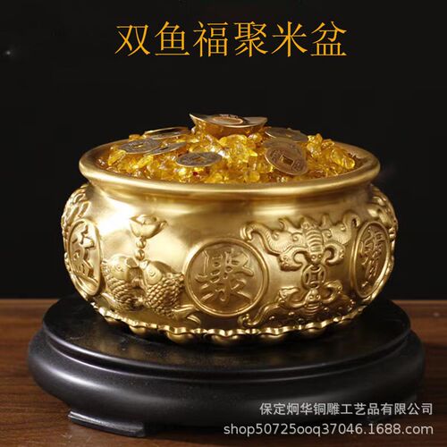 厂家黄铜八福聚宝盆摆件 聚宝盆客厅家居装饰开业礼品