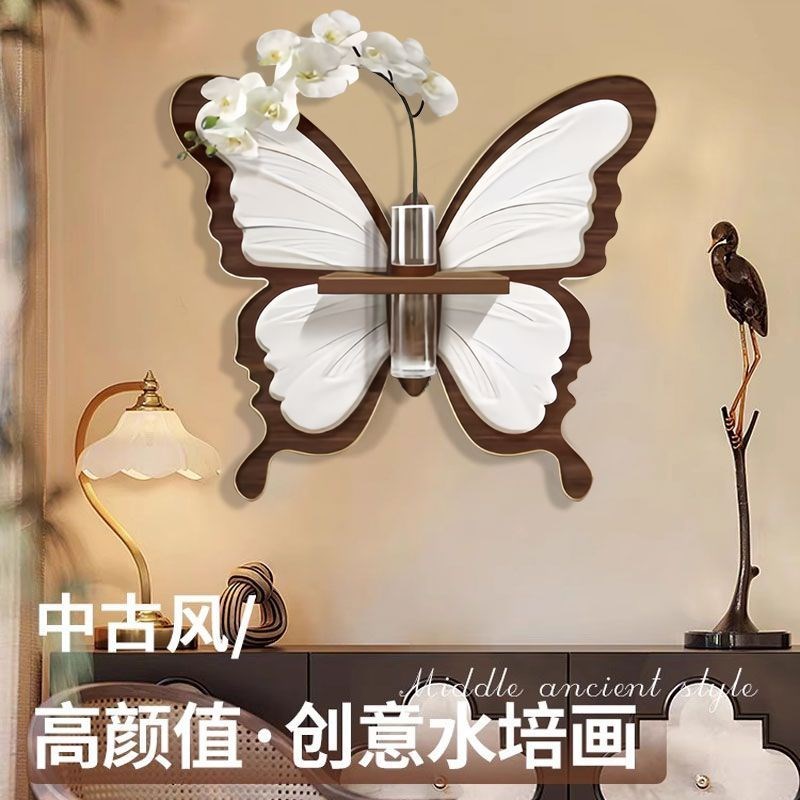 室内装饰墙壁挂饰画法式奶油古风餐厅画壁灯蝴蝶客厅墙面玄关挂画图片