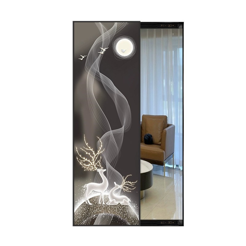 意大利轻奢家居全身穿衣镜可推拉遮挡玄关装饰画高颜值客厅落地镜