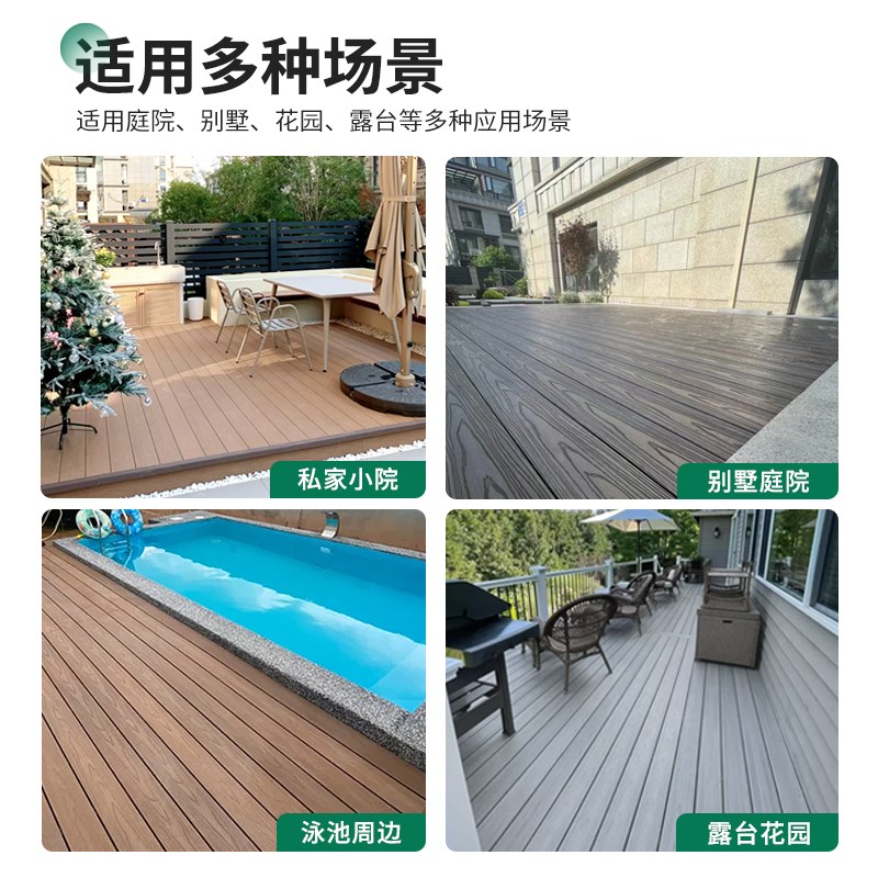 新型铝合金地板户外防腐木塑地板室外庭院别墅共挤仿木纹全铝塑板