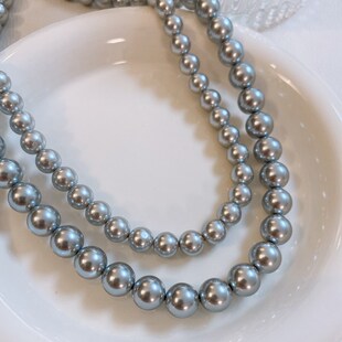 消失的她倪妮款925银真多麻灰珍珠项链女强光轻奢港风锁骨链礼物