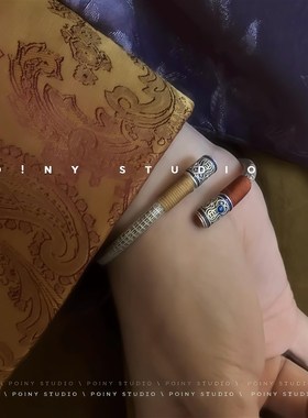 复古民族风纯银999手镯女古风藏式手饰开口可以调节镯子手链