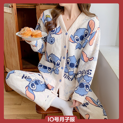 空气棉月子服产後秋冬款纯棉哺乳睡衣孕妇春秋季产妇10月份12坐月