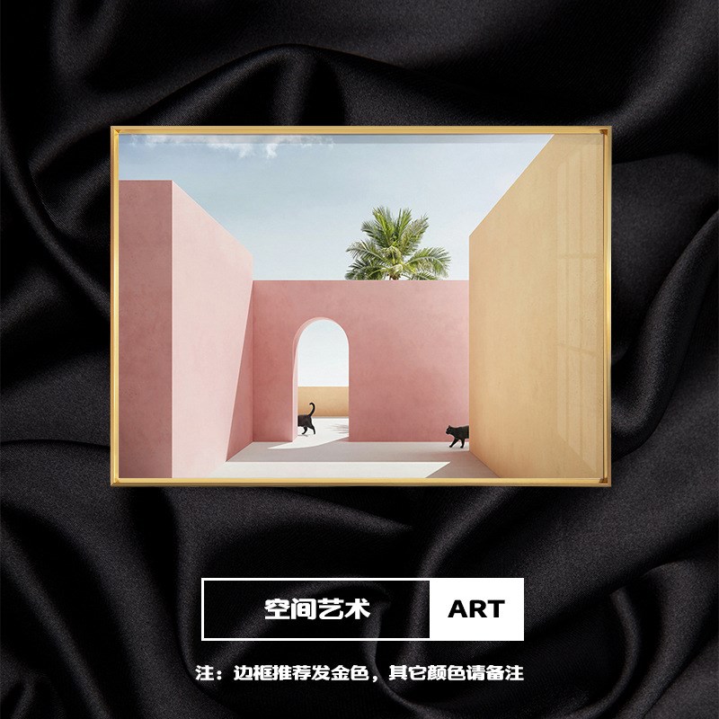 现代简约客厅装饰画北欧风几何建筑玄关餐厅挂画轻奢卧室床头壁画图片
