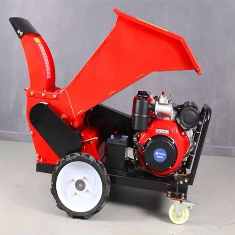 工厂直发电启动柴油碎枝机 农场果园杂枝破碎机 推车式树枝粉碎机