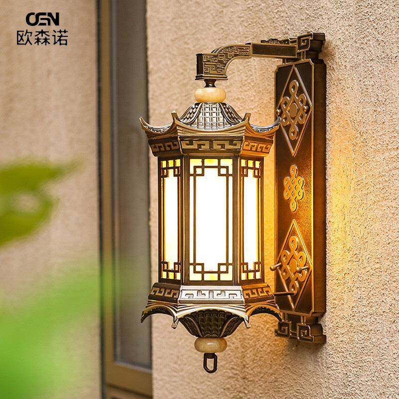 工厂现货供应新中式全铝户外防水仿云石别墅大门装饰照明LED壁灯