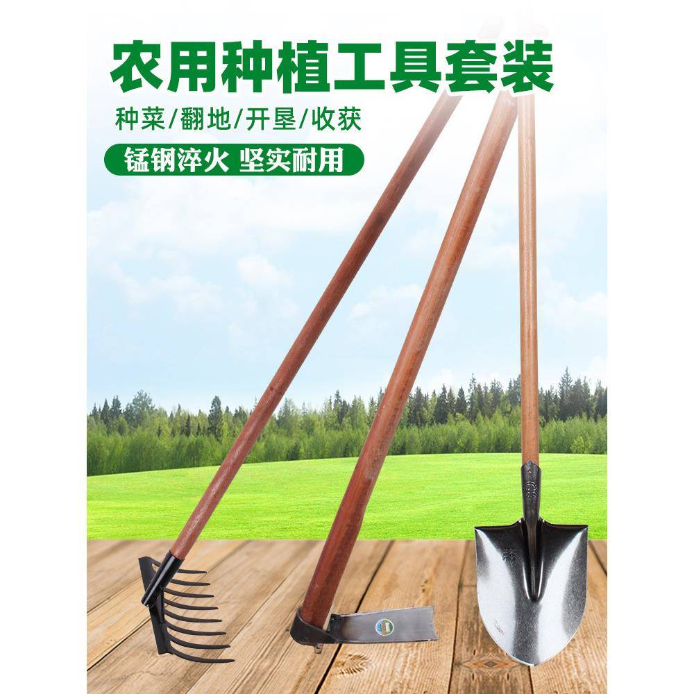 家用种菜专用三件种植套装农用工具大全铁锹锄头除草翻地挖土神器