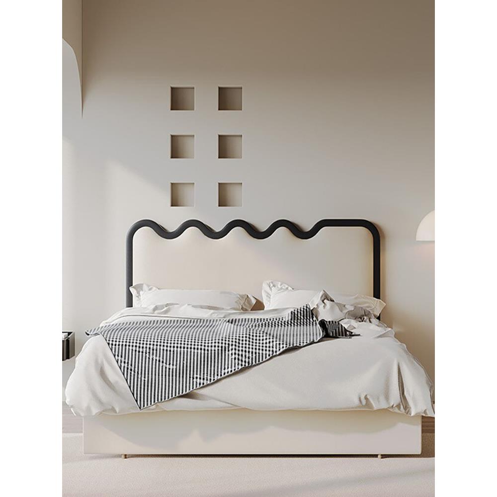 单个床头皮艺软包实木框靠背1.8米1.5米奶油风落地软靠科技布