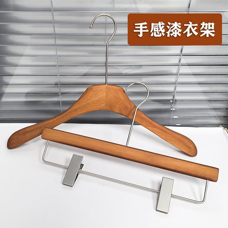 手感漆防滑衣架服装店专用女装实木胡桃木色衣撑无痕裤夹logo