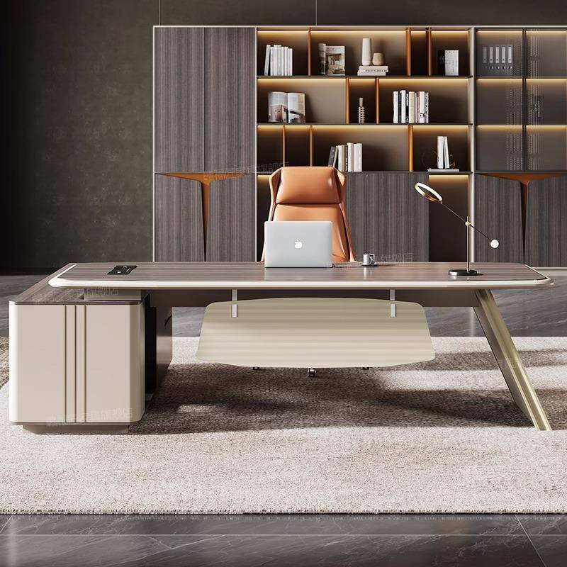 轻奢简约主管经理桌老板办公室单人办公桌简约现代大班台桌椅组合