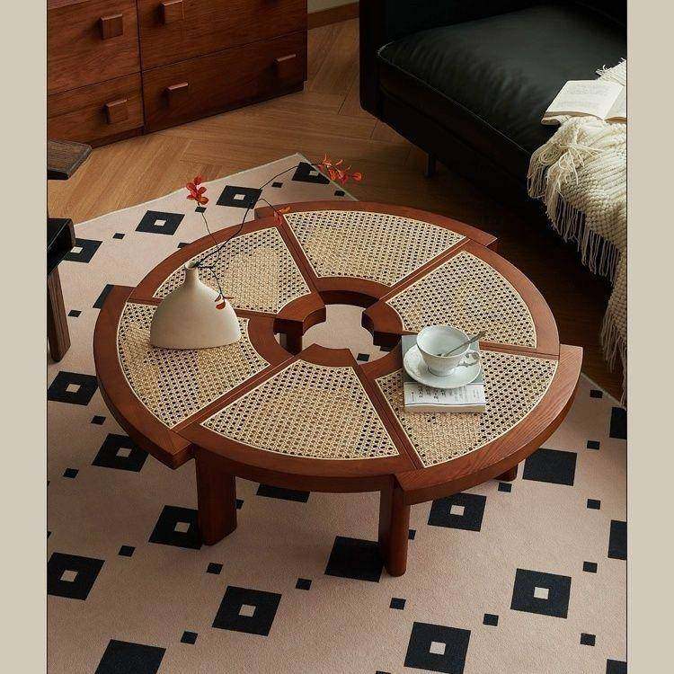 藤编圆形茶几休闲民宿设计师家具北欧网红创意客厅日式实木边几,家装灯饰光源,其它灯具灯饰,淘宝优惠券,粉丝福利购,淘宝优惠卷