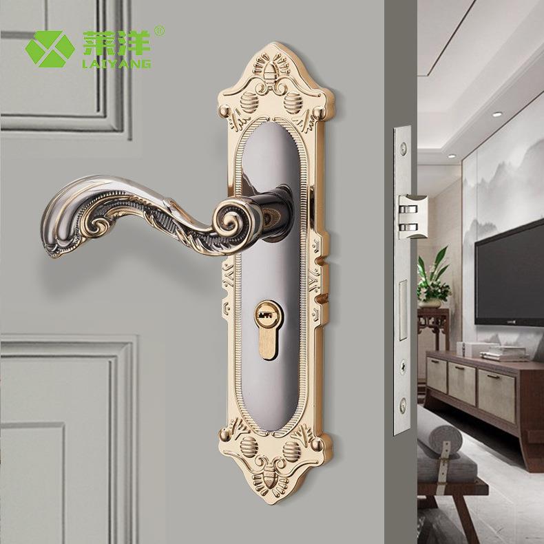 欧式室内静音门锁机械执手房门锁实木门锁通用型锌合金把手锁具