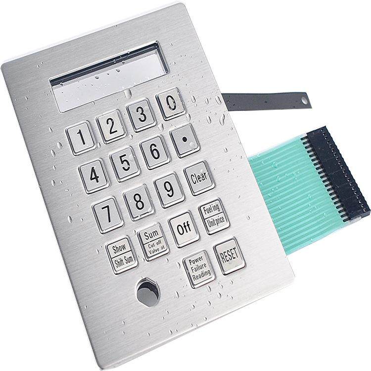 18键IK07加油机不锈钢金属键盘和按键帽防撬数字键盘嵌入式键盘