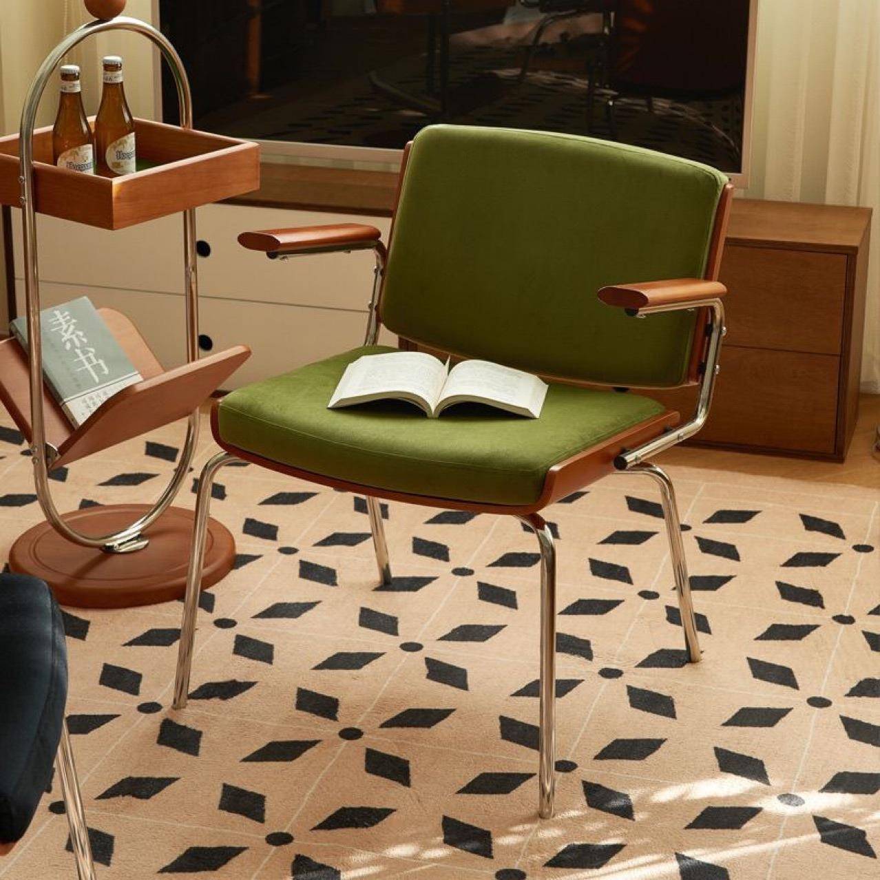 【折扣价】复古侘戚风餐椅家用卧室带扶手化妆椅简约舒适书房办公