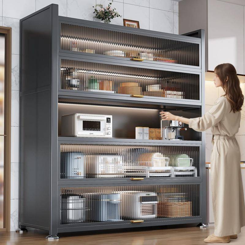 【折扣价】加高六层厨房置物架落地多层收纳柜子橱柜微波炉烤箱多