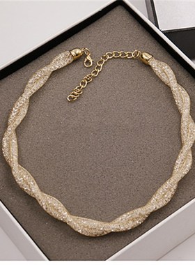 日韩简约网状镶钻短款项链链条韩国时尚百搭锁骨链春夏小清新配饰