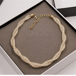 日韩简约网状镶钻短款项链链条韩国时尚百搭锁骨链春夏小清新配饰