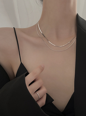 叠戴双层项链女2022年新款轻奢小众设计感极细锁骨链女高级颈链女