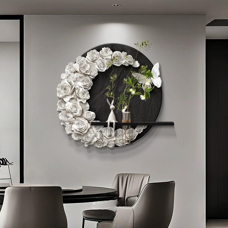 水培绿植餐厅装饰画2025新款简约高级感立体客厅壁画蝴蝶花卉挂画图片