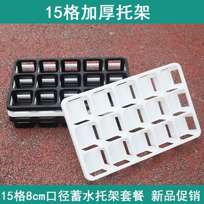 园艺绿植8cm口径多肉花盆底托塑料15格托架阳台室内盆栽组合套餐