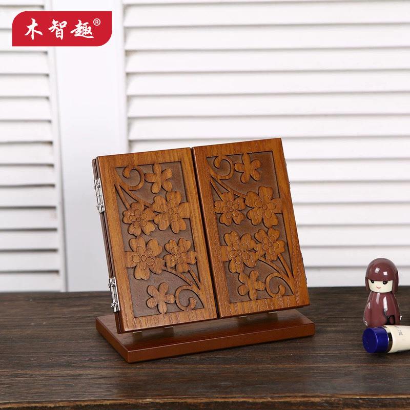 【折扣价】跨境货源台式化妆镜子幸运草雕花可折叠三面镜实用复古