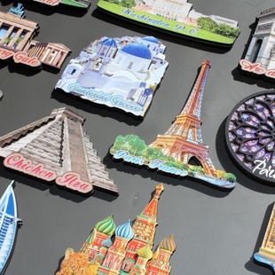 法美英德国希腊意澳埃及迪拜俄罗斯柬埔寨墨西哥印度木质冰箱磁贴