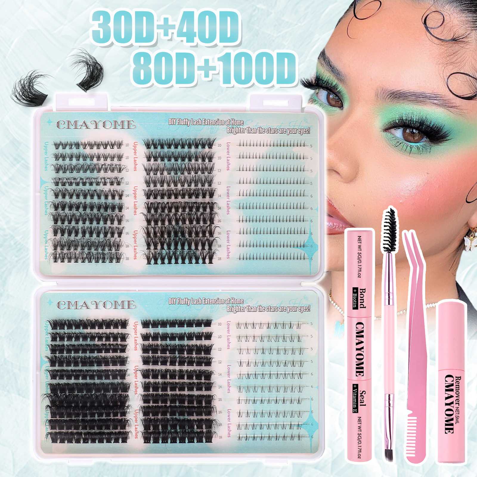DIY分段睫毛单簇 小火苗仙子下睫毛30D40D/80D100D混装睫毛书
