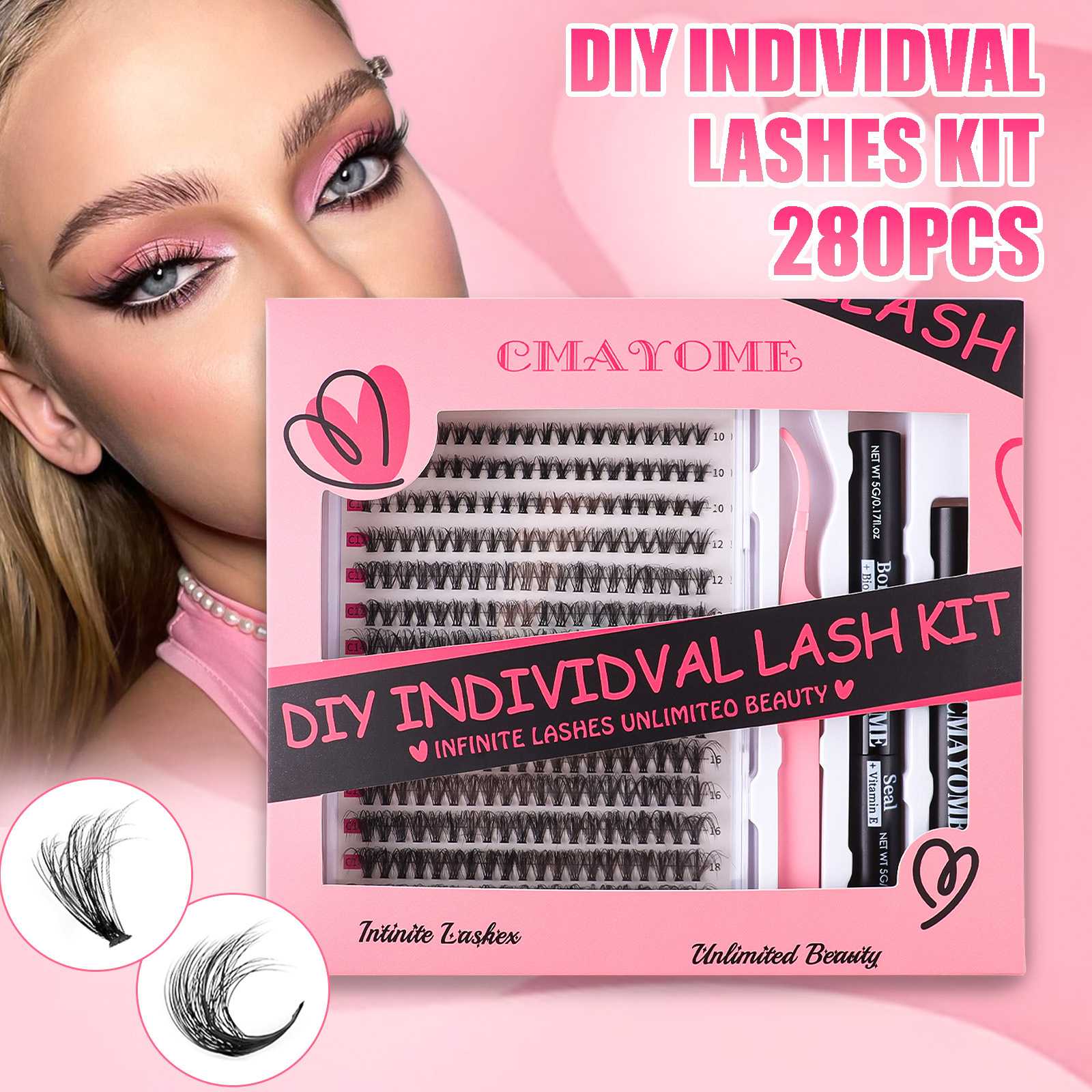 假睫毛DIY分段式大容量30D40D50D80D单簇热熔假睫毛工具套盒