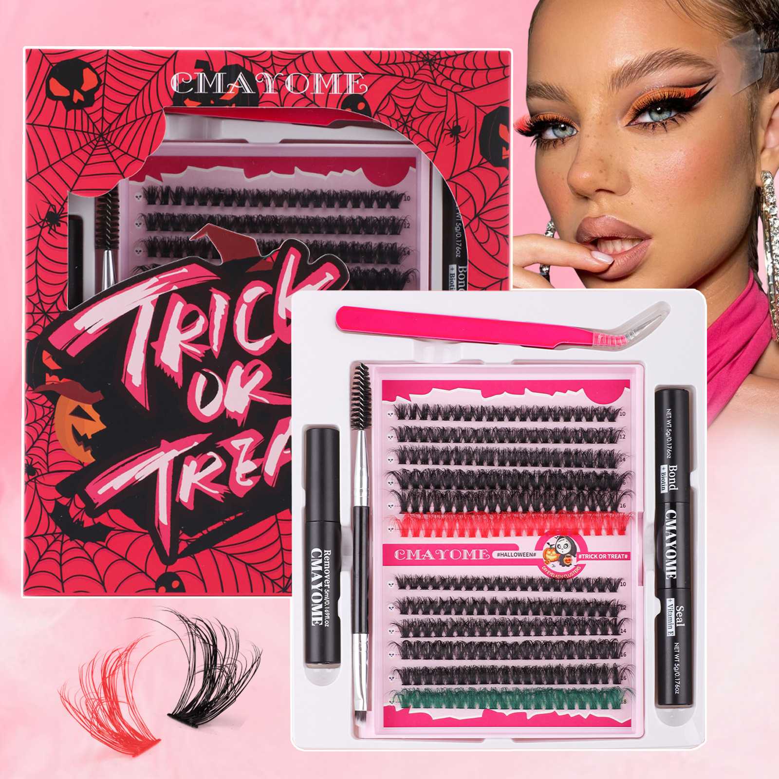 假睫毛DIY单簇嫁接30D40D自然浓密卷翘万圣节假睫毛工具套装