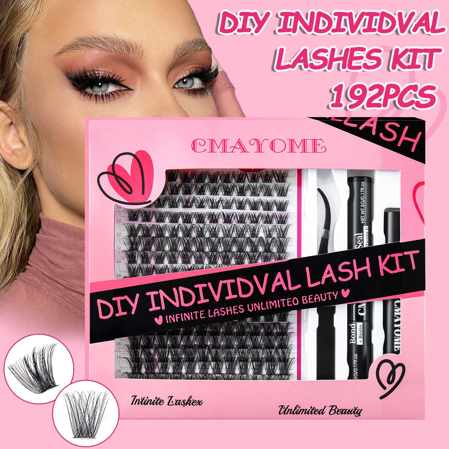 假睫毛热销DIY分段式单簇浓密卷翘热熔梗胶水镊子假睫毛套装