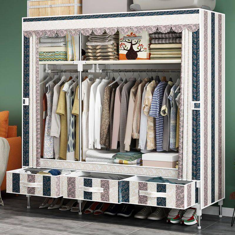 简约挂衣柜简易卧室家具多功能组合出租房带抽屉布衣柜经济型