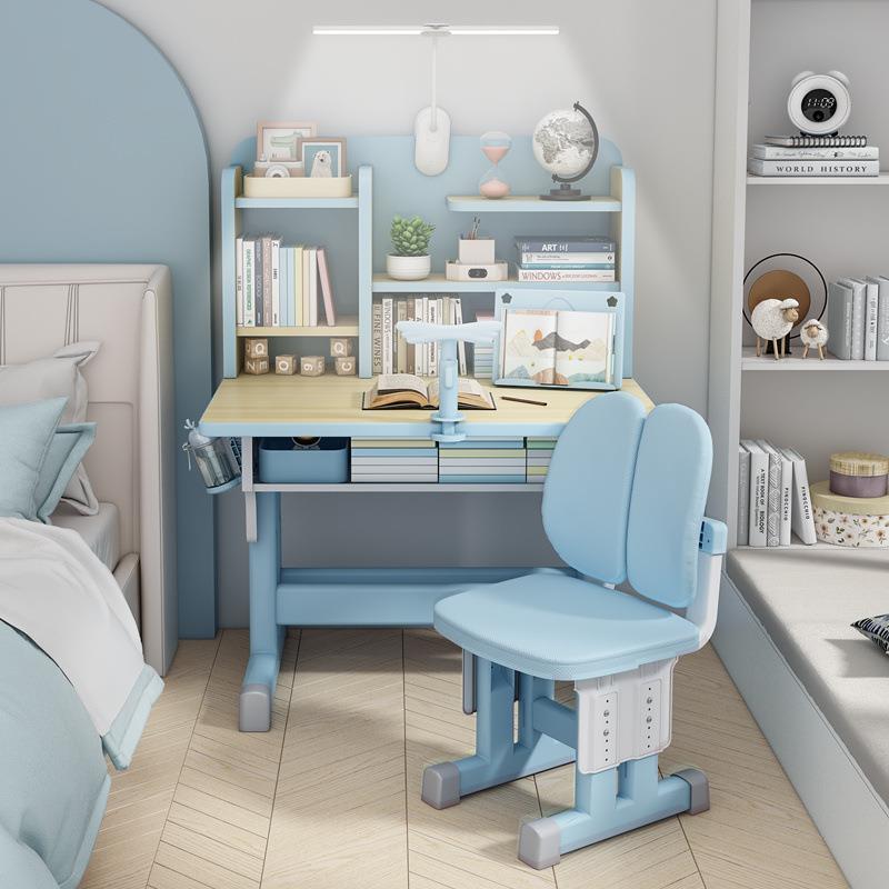 学习桌儿童书桌书架写字桌初中生课桌可升降桌椅套装厂家跨境工厂