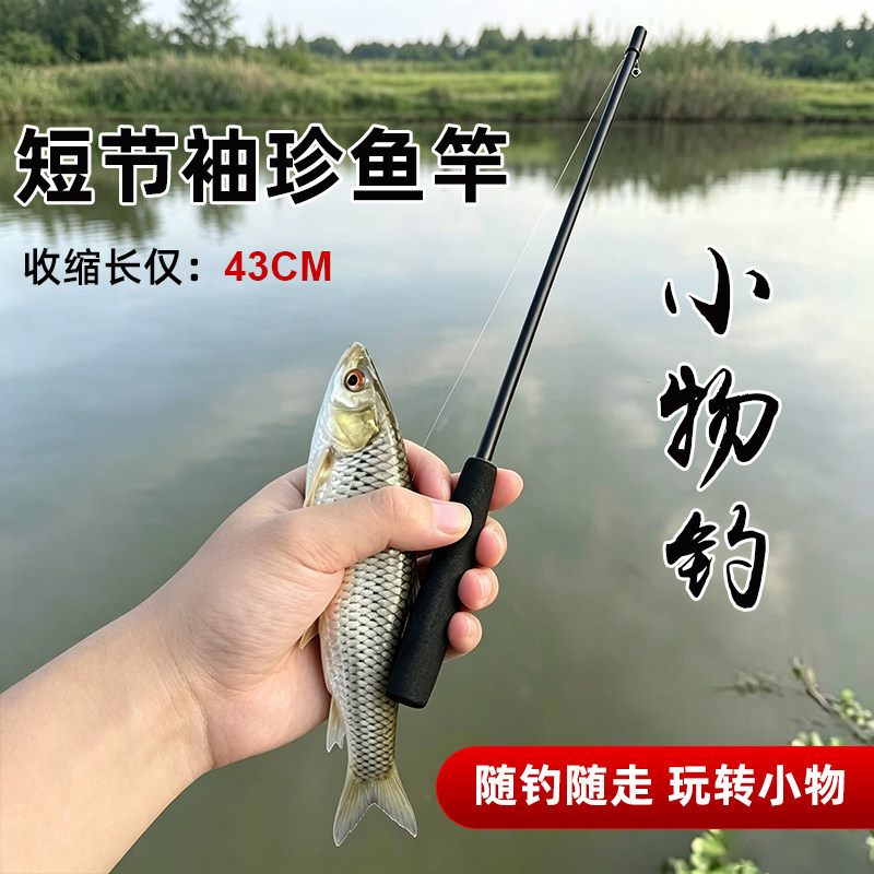 小物钓鱼竿微物竿套装儿童钓鱼竿超短亲子溪流竿钓小鱼小虾螃蟹竿