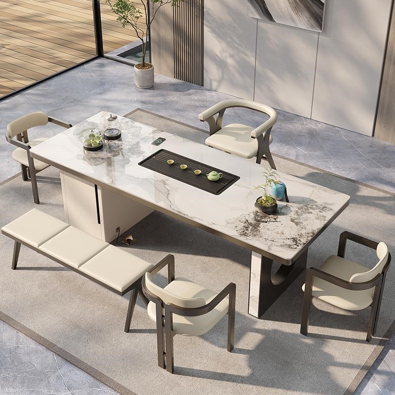 意式岩板茶桌椅组合现简约家用客厅新款轻奢高端茶台