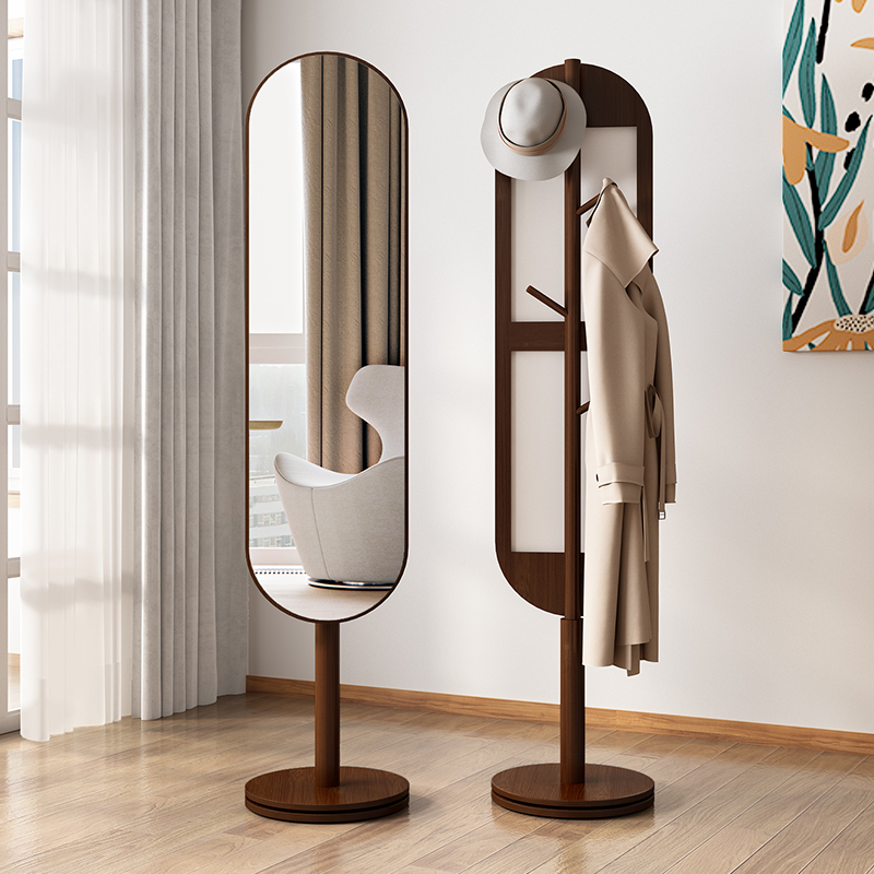 镜子全身镜卧室穿衣镜挂衣架一体立式轻奢家用旋转试衣落地ns风