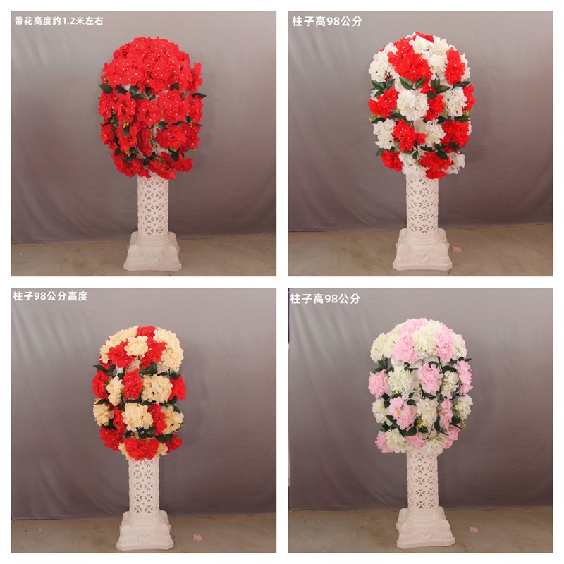 新款婚庆罗马柱路引开业花篮引路绢花欧式婚礼花柱庆典道具路引花