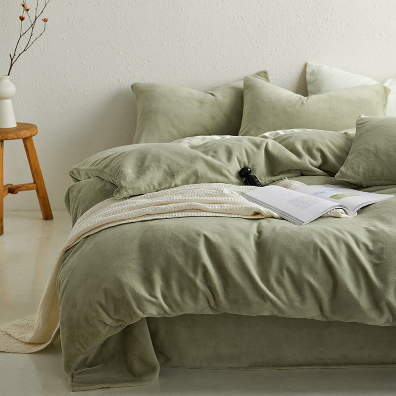 冬季三纯色床单笠加绒加厚抗静电床上用品