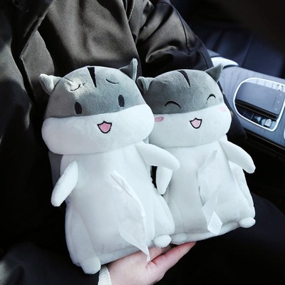 纸巾盒车载抽纸玩偶创意毛绒可爱仓鼠餐巾纸盒挂式汽车纸巾盒挂袋