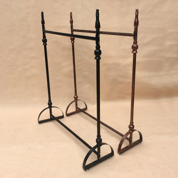 铁艺店衣架展示架落地式货架挂架子复古落地衣架单杠
