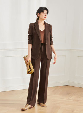 盛宏春季新轻弹针织休闲西服套装垂顺气质西装女13512裤子13530