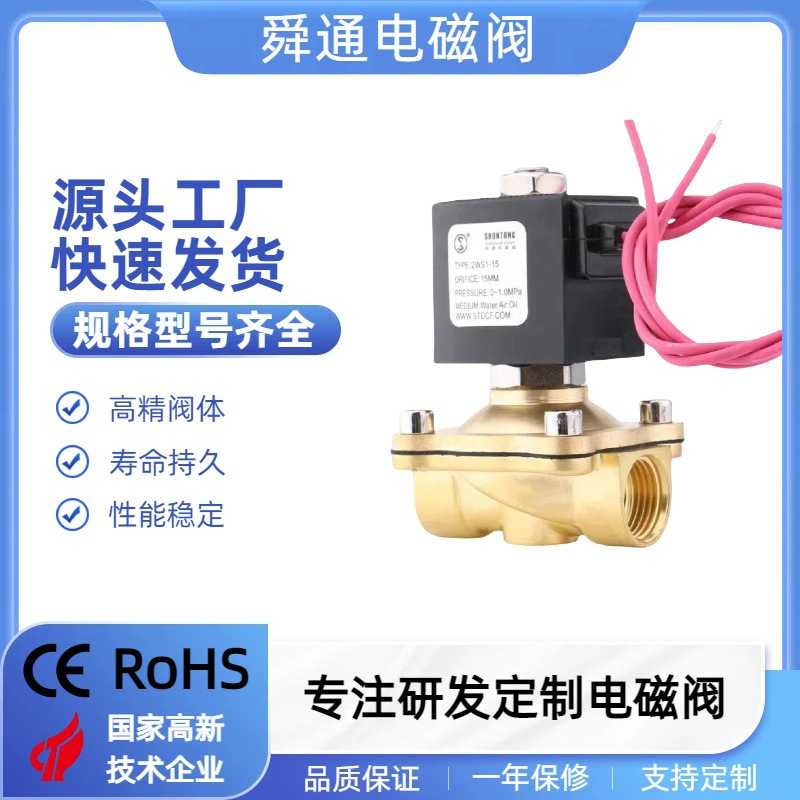 2WS1-15黄铜电磁阀引线直拉膜片AC220V4分进水常温DN15-DN25口径