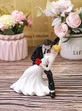 西式婚礼蛋糕装饰树脂新郎新娘人偶工艺礼品 新款探戈舞